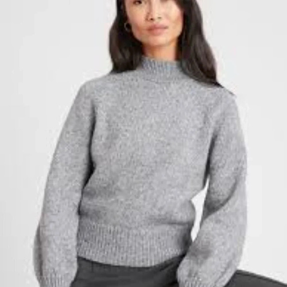 Banana Republic Spacedye Mock Neck Sweater Grey Small - Picture 2 of 6